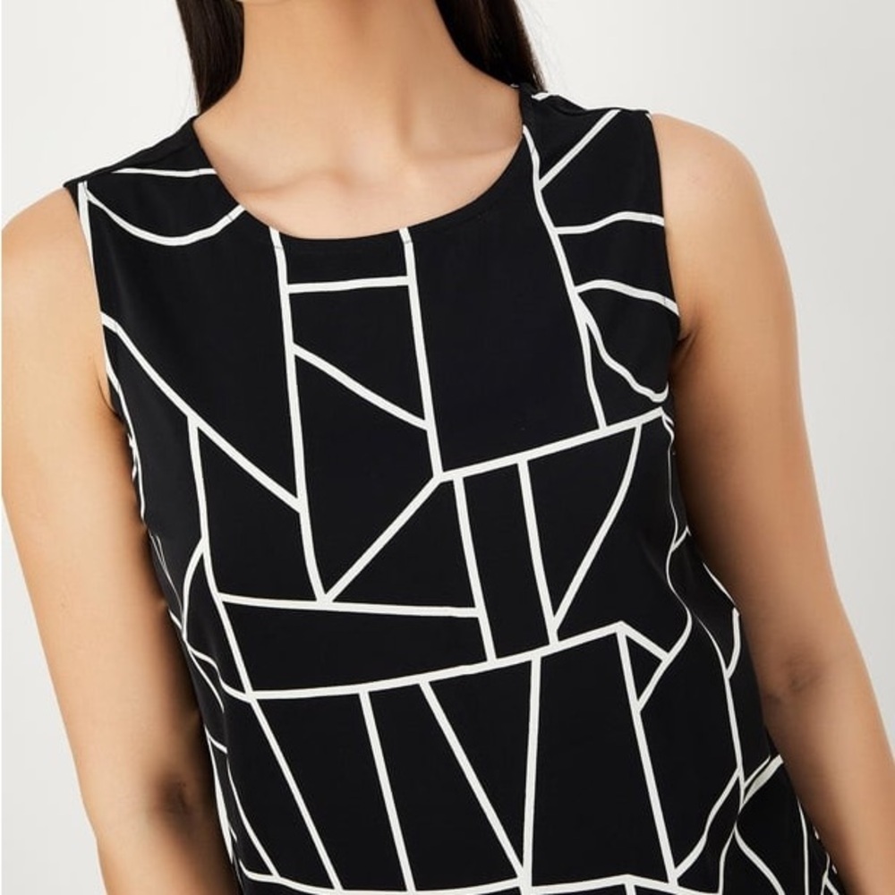 Keepsake asymmetrical striped sleeveless black white blouse - Picture 2 of 5